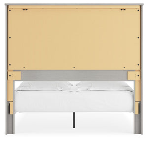 Cottonburg - Light Gray / White - Queen Panel Bed with Sconce Lights