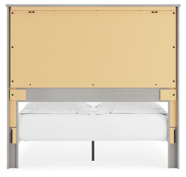 Cottonburg - Light Gray / White - Queen Panel Bed with Sconce Lights