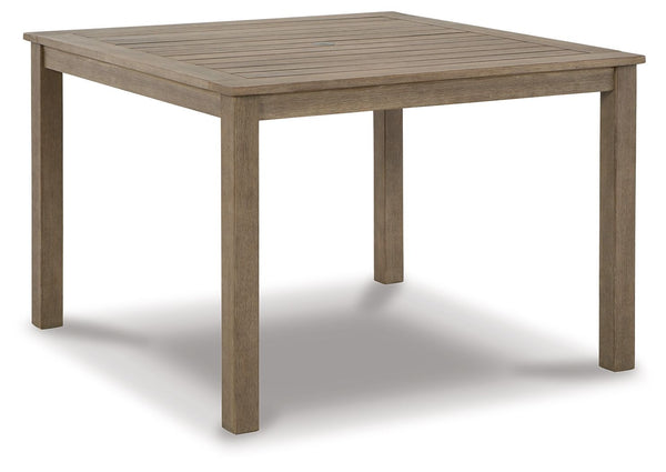 Versatile in design, this dining table brings a casually cool feel to your outdoor space. The neutral brown hue of the piece easily pairs with your current porch or deck decor. An umbrella hole lets you decide whether to add an umbrella on sunny days.<br>