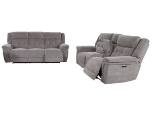 Richland - Power Reclining Sofa And Loveseat - Bristol Gray