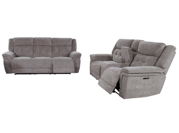 Richland - Power Reclining Sofa And Loveseat - Bristol Gray