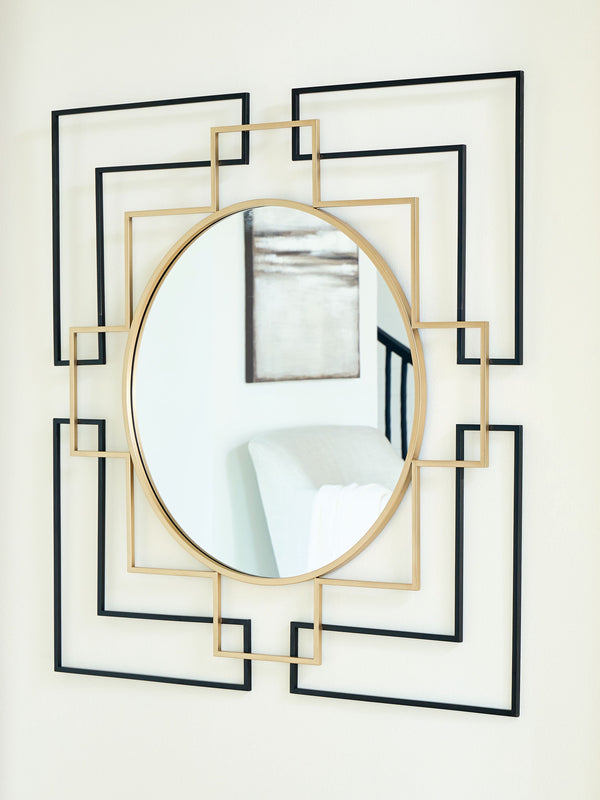  in a geometric design emphasized by black and goldtone finishes