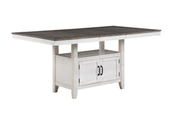 The Richland Counter Height Storage Dining Table in Stonewash Gray is designed for those who value style, durability, and practicality in their dining space. Expertly crafted from solid Rubberwood, durable manufactured woods, and genuine Acacia wood venee