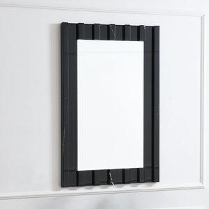 Drisana collection console table and accent mirror exudes modern elegance with its sleek black mirrored finish and marble grain design. This sophisticated pair adds a touch of luxury to any entryway or living space, providing both style and functionality.