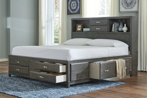 Caitbrook - Gray - King Storage Bed with 8 Drawers