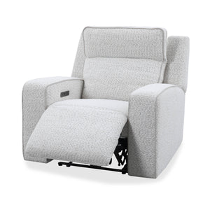 Lancaster features a zero-gravity power recline, adjustable power headrest, stylish track arms, and deep seats offering plush support. Its built-in USB and USB-C chargers make it easy to charge devices. The tilting console includes hidden cupholders, a wi