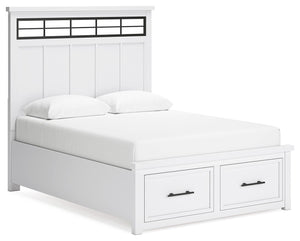 This queen panel storage bed delivers casual style with substance. An inset metal detail on the headboard displays a unique take on modern farmhouse design. The bed-'s sturdy silhouette