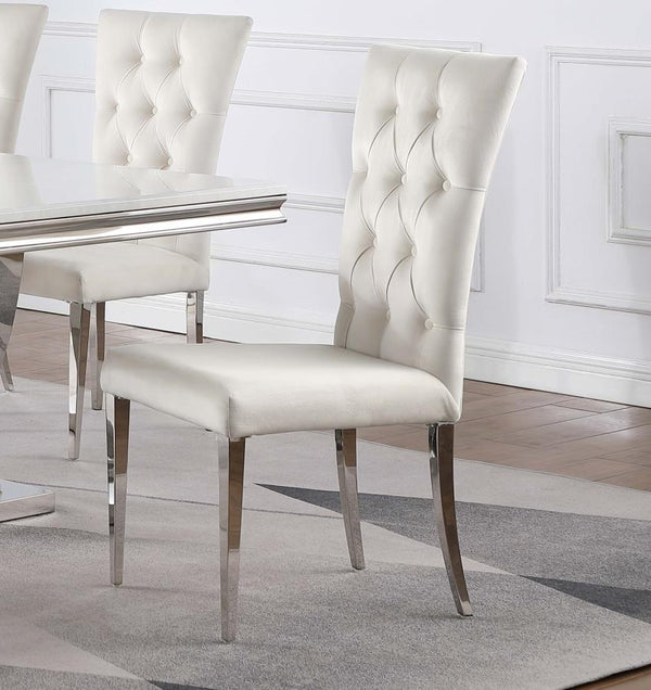  modern glam side chair set. Designed in a classic Parson style silhouette