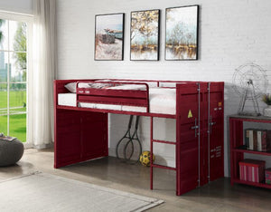 Cargo - Twin Loft Bed - Red Finish