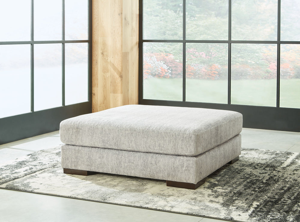 The allure of textured chenille is an open invitation to sit back and enjoy the velvety softness of this ottoman. Its contemporary design is accentuated by a subtle chevron pattern. Whether paired with a sofa, sectional or chair, this piece masters the ar
