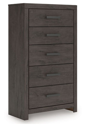 Designed with everyday style in mind, this chest of drawers is a simply chic approach to modern living. A dark charcoal finish blends black and brown undertones, creating a versatile look that effortlessly pairs with your existing pieces. And for must-hav