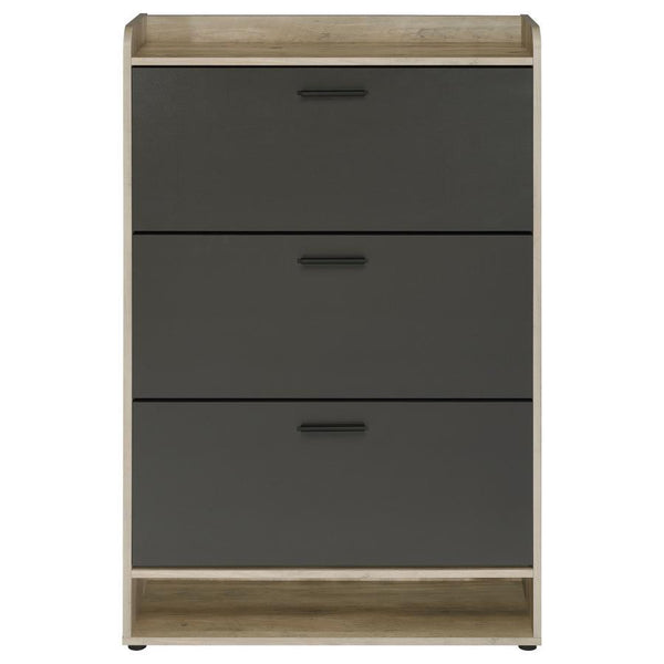 Denia - 3-Tier Engineered Wood Shoe Cabinet - Gray