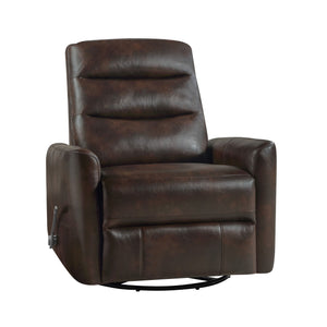 Discover the Takami Recliner, a sleek and contemporary addition to your living space. Equipped with an adjustable headrest and swivel base, this recliner effortlessly combines style and functionality. The triple roll backrest, featuring feather and foam c