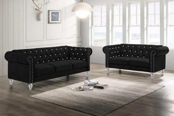 Emma Crystal - Loveseat - Black