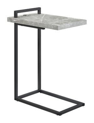 Earthy and modern, this accent table features a floating tabletop design and a minimal C-shaped silhouette. With a flush base that slips beneath seating, slide this table up to reach for refreshments or keep a handheld device close at hand. The sturdy ste
