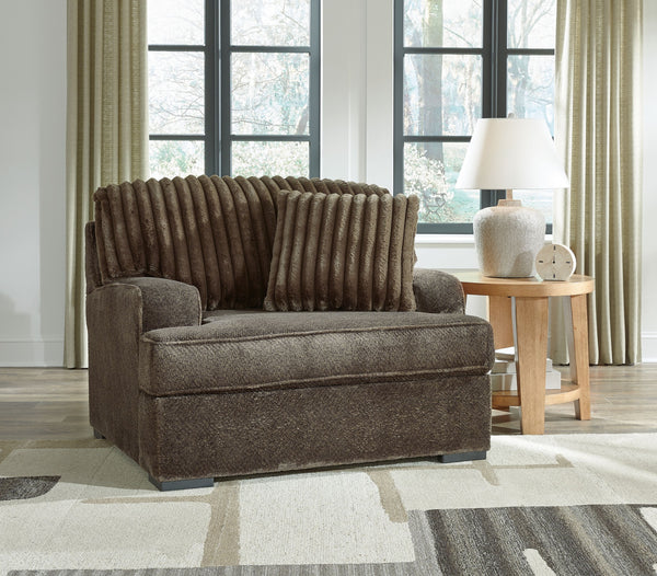  the extra-roomy Aylesworth oversized chair stacks up beautifully. Itâ€™s a modern yet ultra-soft look pairing plush textured and on-trend corduroy cushions that feel as great