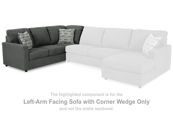 Edenfield - Charcoal - LAF Sofa w/Corner Wedge