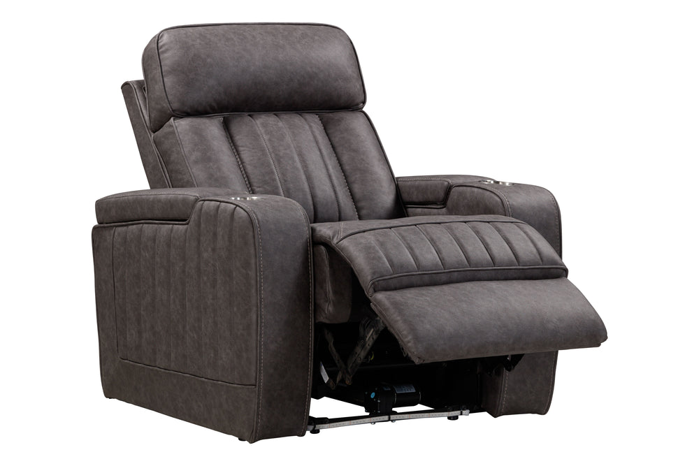 Spice up your movie nights with the Equinox Sofa Group. Consisting of the coordinating Equinox Power Sofa, Power Console Loveseat, and Power Recliner, each power seat also features armrest storage and independently operating power headrests for personaliz