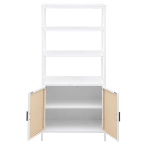 Amherst - 3-Shelf Radio Weave Cane Metal Accent Cabinet - White