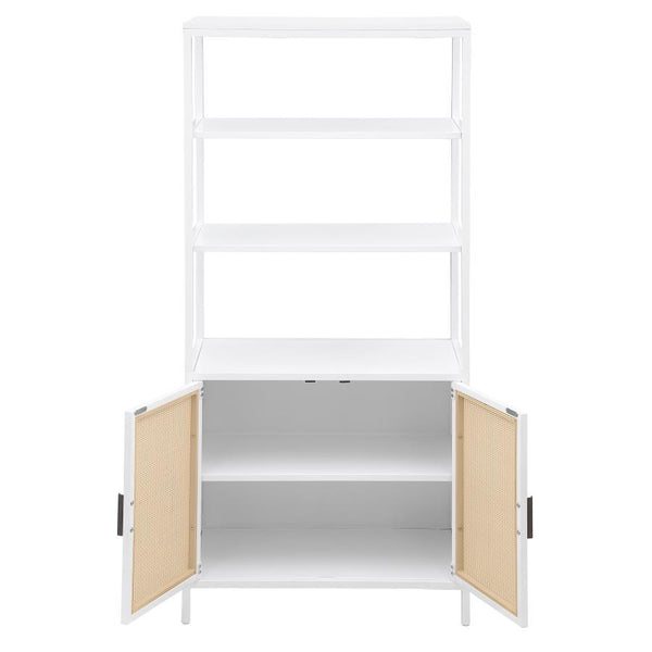 Amherst - 3-Shelf Radio Weave Cane Metal Accent Cabinet - White