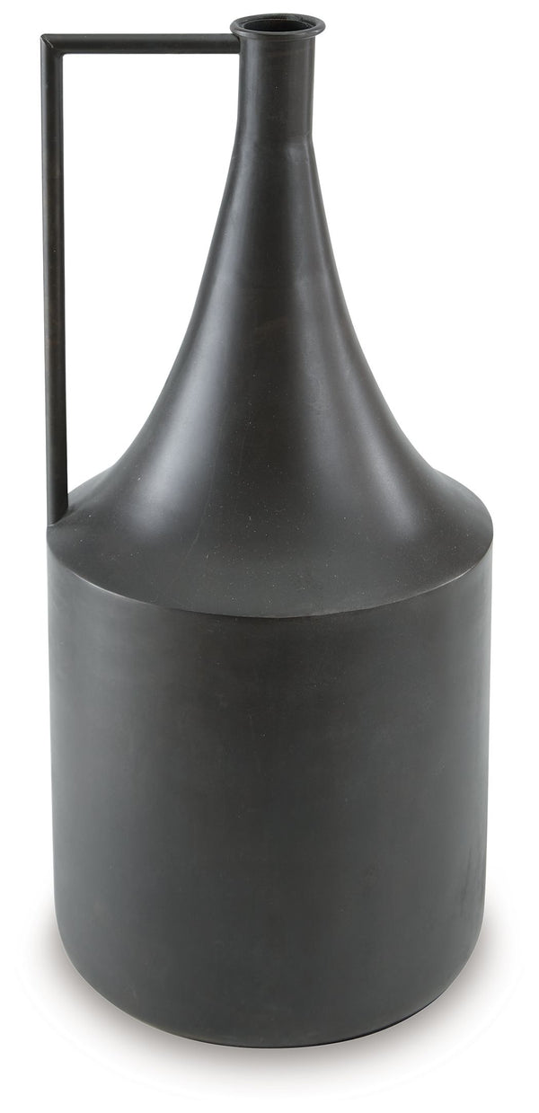  stunning geometric contrast to the curved neck. Finished in a distressed brown hue