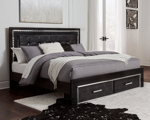 Rest easy. The luxurious look youâ€™ve been dreaming of is yours for the takingâ€”at a price sure to put you at ease. This striking storage bed brings a sense of old Hollywood with a contemporary flair. A deep, dark finish, faceted chrome-tone accents and
