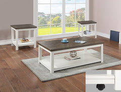Experience the perfect blend of rustic charm and modern elegance with our two-toned cocktail table collection. This ensemble effortlessly marries the rich, warm textures of a dark wood tabletop with the crisp freshness of a white base, creating a harmonio
