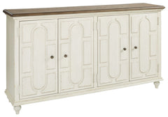 Whether your style is cottage chic, boho inspired or uniquely eclectic, this accent cabinet is sure to look right at home. Standout elements include raised panel door fronts that are a work of art. Wonderfully timeworn in antique white, this 4-door cabine
