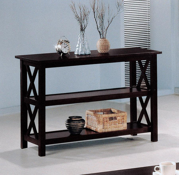  this console table creates an eye-catching effect. Deep merlot offers a scrumptious
