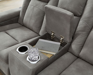 Next-Gen Durapella - Slate - Power Reclining Loveseat with Console/Adj Headrest