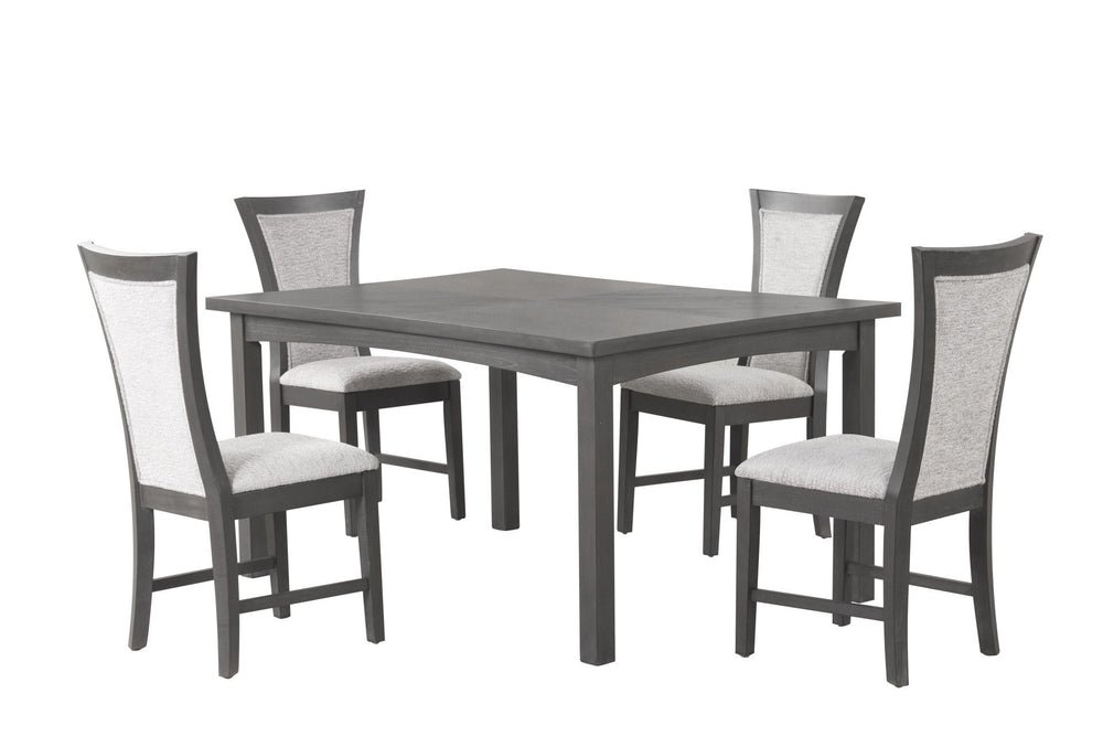 The Flair 5-Piece Dining Set offers a perfect blend of durability, comfort, and style, making it a smart addition to any dining room. Expertly crafted from solid rubberwood, engineered wood, and genuine Acacia wood veneers, the table and chairs are design