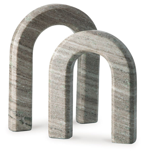Timeless with its architectural silhouette, this sculpture set elevates your decor with the beauty of natural stone. The taupe marble construction is equally classic and contemporary. Displayed together or placed separately, these pieces maintain a refine