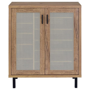  it features double doors framed by airy metal cane-style panels. Inside