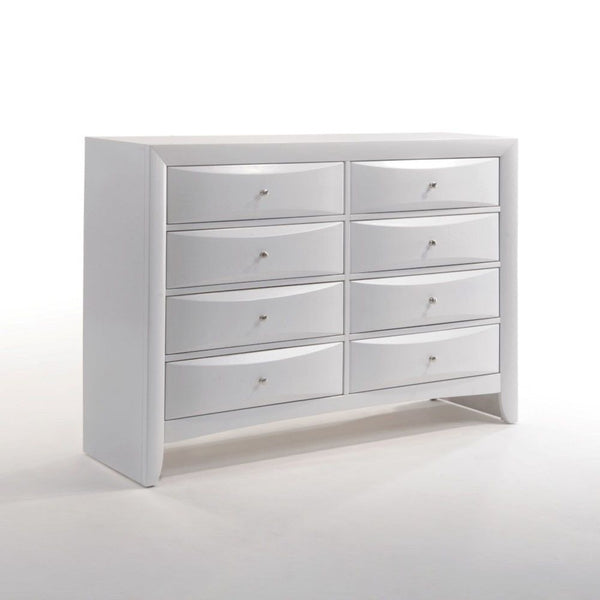  adding dimension to the piece as they catch the light. An optional rectangular mirror can be added to the dresser to create the perfect area for mornin