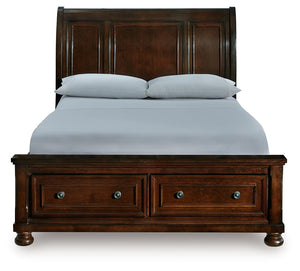 Porter - Rustic Brown - Queen Sleigh Storage Bed