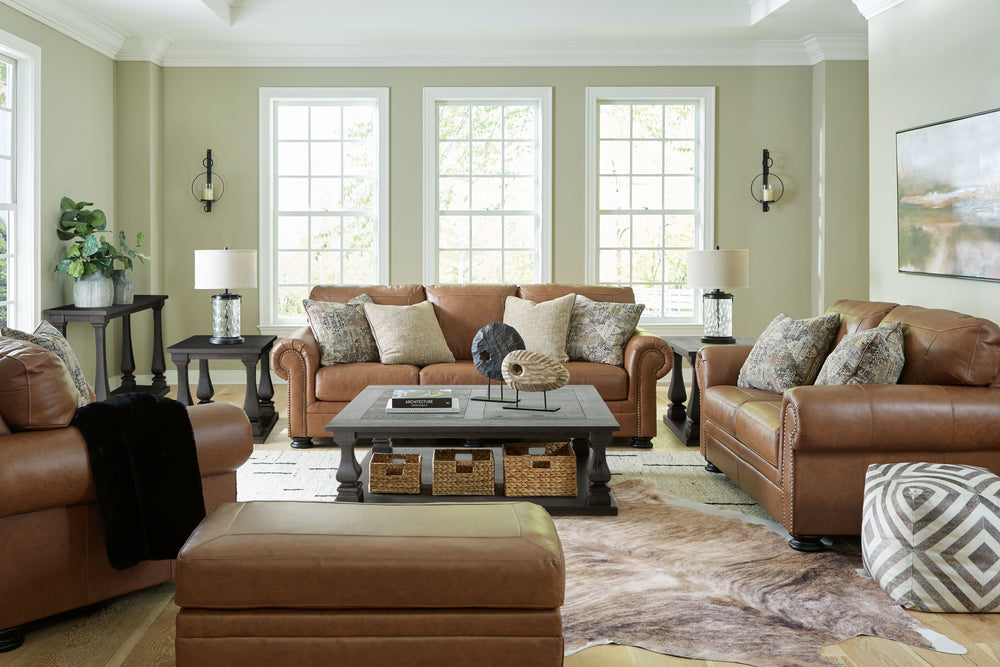 Merging traditional motifs with a modern hue, this seating package ties your transitional seating area together. Classic roll arms decorated with nailhead trim bookend comfortable cushions for a bit of extra flair. Itâ€™s approachable, yet luxurious. With