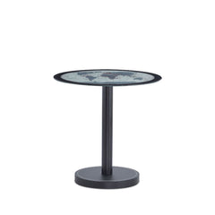 Offer the world at your finger tips, well at least a lay out of it, with the Boli side table. The glass top includes a map pattern, so no worries about coasters. The top sets on a healthy scaled post and thick round base. Brush up on your geography and ge