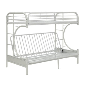Bring home this Eclipse twin XL over queen-futon bunk bed to let your kids enjoy personal space without compromising on style. The convertible futon feature allows to switch from a sit to sleep position by simply lifting the light weight of the seat