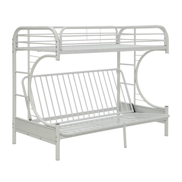 Bring home this Eclipse twin XL over queen-futon bunk bed to let your kids enjoy personal space without compromising on style. The convertible futon feature allows to switch from a sit to sleep position by simply lifting the light weight of the seat