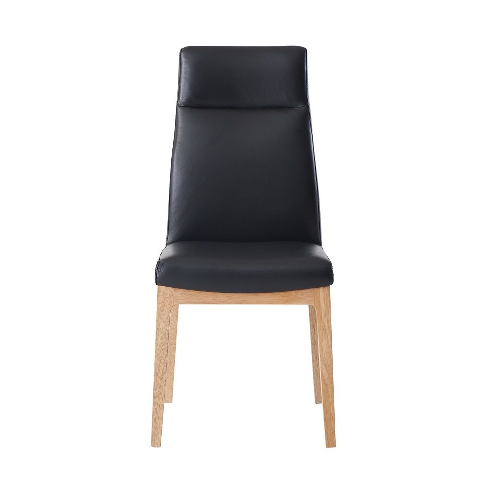 Top Grain Leather Upholstered Seat & Back Cushion Wooden Legs