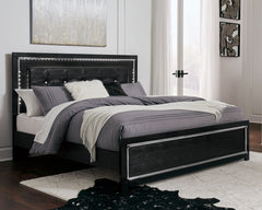 Rest easy. The luxurious look youâ€™ve been dreaming of is yours for the takingâ€”at a price sure to put you at ease. This panel bed brings a sense of old Hollywood with a contemporary flair. A deep, dark finish, faceted chrome-tone accents and LED lighti