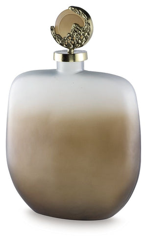 Bring stately elegance home with this jar. Made with frosted glass in a luxurious taupe finish, its ombre effect adds visual intrigue to a shelf or mantle. A textured goldtone topper provides an added dose of traditional flair.<br/><br/><b>Product Feature