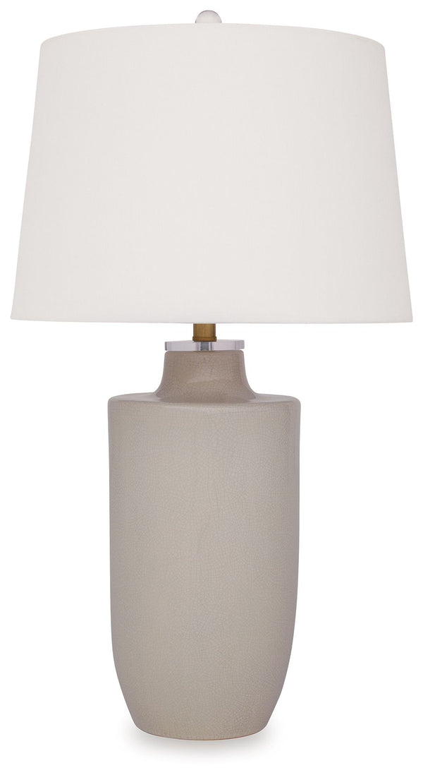 Serve up a simply stunning take on traditional style. The crackled glazed ceramic base of this table lamp is smooth to the touch yet full of visual texture. No need to sacrifice beauty for functionality hereâ€”it captivates while also providing light for 