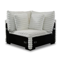 The Embrace Sectional Wedge with 2 Accent Pillows in white is a stylish and functional addition to your sectional setup. Upholstered in 100% white polyester fabric with a plush, blanket-like texture, this wedge promises ultimate relaxation. It comes with 