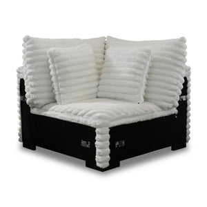 The Embrace Sectional Wedge with 2 Accent Pillows in white is a stylish and functional addition to your sectional setup. Upholstered in 100% white polyester fabric with a plush, blanket-like texture, this wedge promises ultimate relaxation. It comes with 