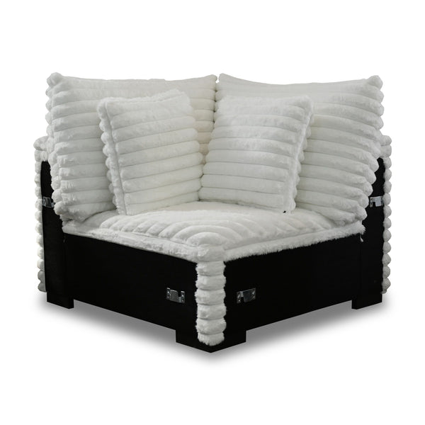 The Embrace Sectional Wedge with 2 Accent Pillows in white is a stylish and functional addition to your sectional setup. Upholstered in 100% white polyester fabric with a plush, blanket-like texture, this wedge promises ultimate relaxation. It comes with 