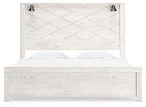 Gerridan - White - King Panel Bed with Sconces