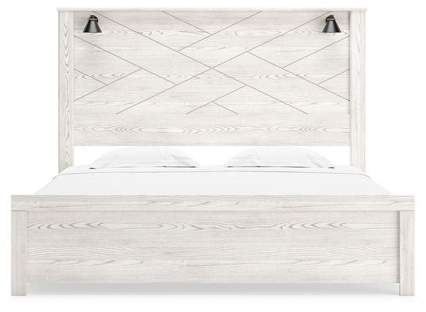 Gerridan - White - King Panel Bed with Sconces