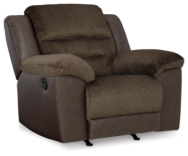 This recliner features soft-to-the-touch upholstery along with a dramatic style that steals attention. Featuring effortless reclining, it offers easy comfort for relaxation. This chair is in a league of its own. All that-'s missing is you.<br><br><b>Addit