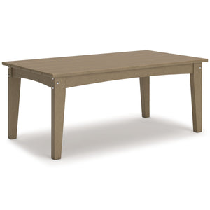 Drift into outdoor entertainment bliss with this coffee table. Dressed in an inviting driftwood hue with a classic feel, it weathers sunny summer days and cozy winter nights with durable MEGA-TUFFÂ® HDPE material. When it comes to form and function, the t